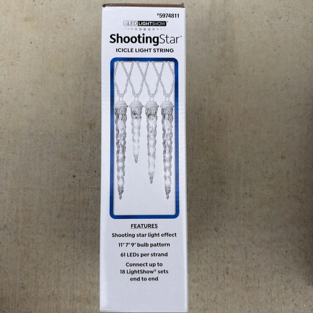 Gemmy Lightshow Shooting Star White LED Icicle Christmas Lights 10 Count Set NEW